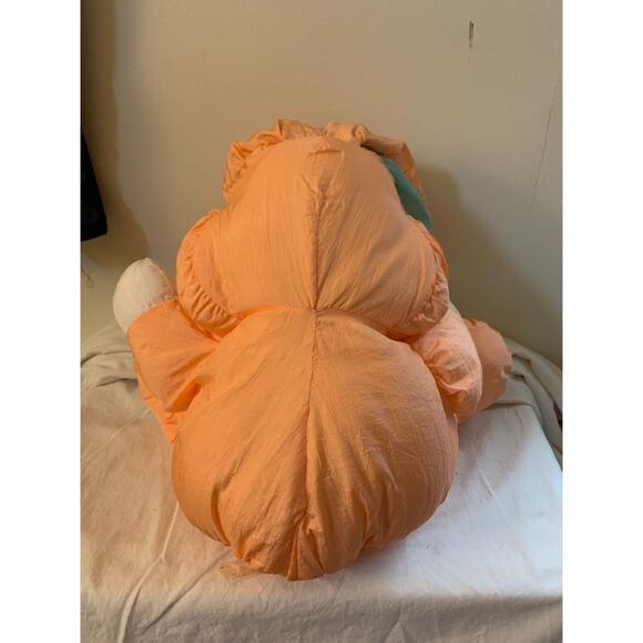 Vintage Bunny Rabbit Stuffed Animal Nylon Peach Bow Tie Carrot Feet 16" - Picture 6 of 10